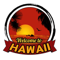 Fototapeta na wymiar Welcome to Hawaii sign