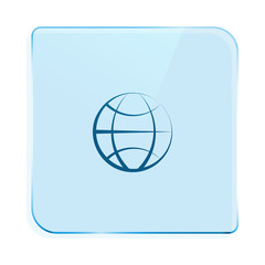 Flat paper cut style icon of globe