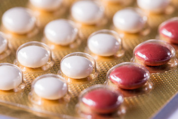 Close up birth control pill  (selective focus)