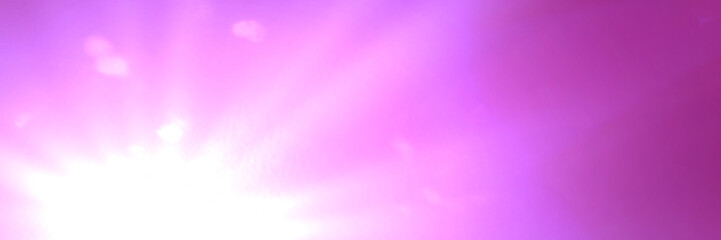 banner with bright sun in purple sky with lens flare effect