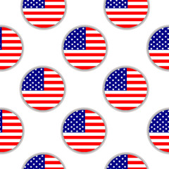Seamless pattern, circles with  flag of United states of America