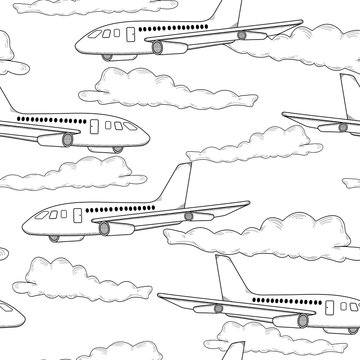 Planes seamless pattern, airplane