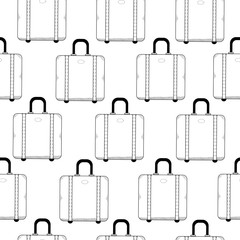 Suitcase seamless pattern. Travel bags background. Monocrome