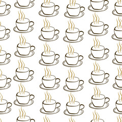 Cup of coffee seamless pattern. Tea.