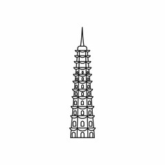 Temple icon in outline style isolated vector illustration. Monuments and buildings symbol
