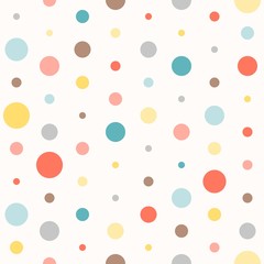 Seamless colourful polka dot pattern with colorful circles on white background, suitable for wrapping paper pattern