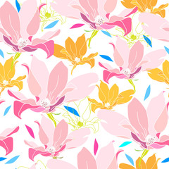 Floral seamless pattern. Vector background with flowers.