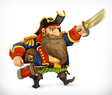 Pirate, funny character, vector icon mesh