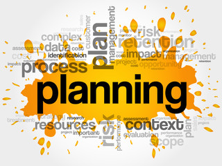 PLANNING word cloud collage, business concept background