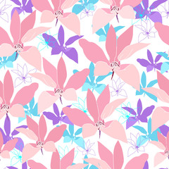 Floral seamless pattern. Vector background with flowers.