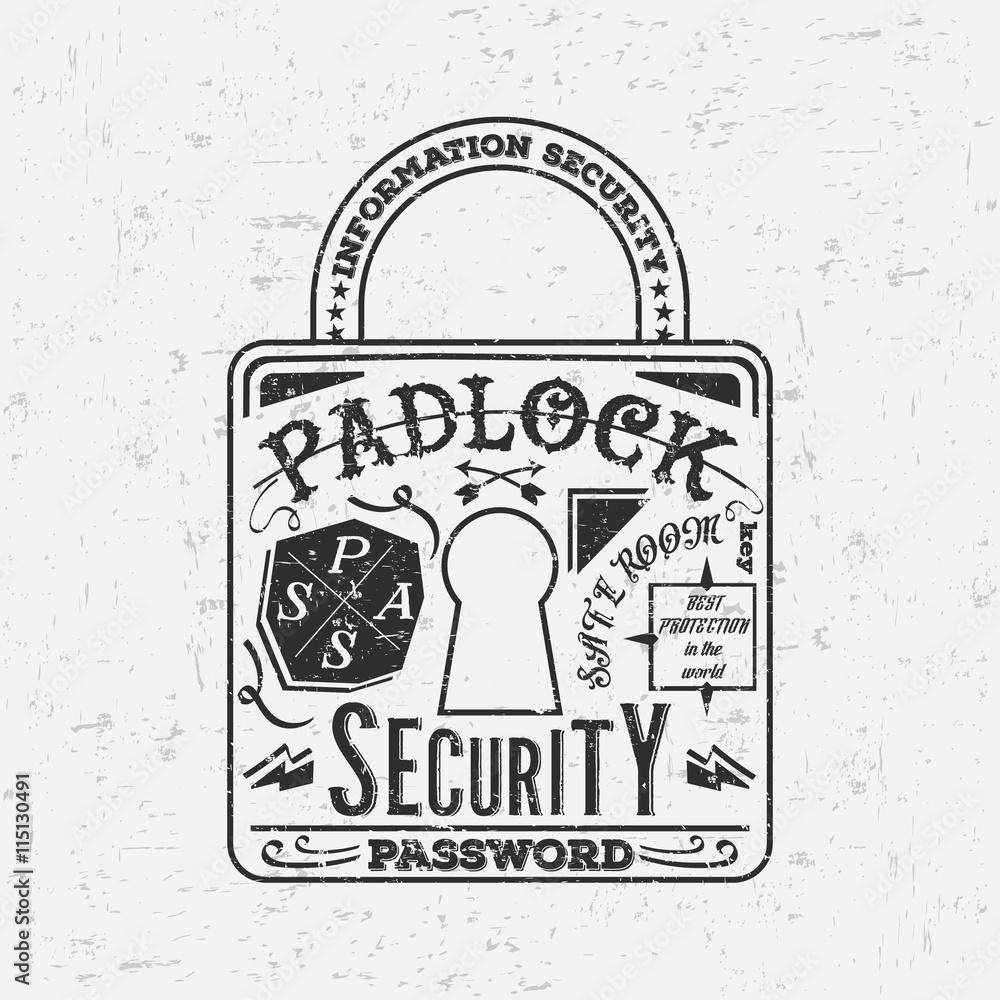 Poster abstract vector creative retro padlock. for web and mobile applications, illustration template desig