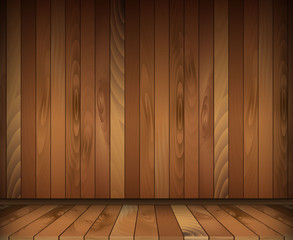 Dark wooden interior room. floor and wall