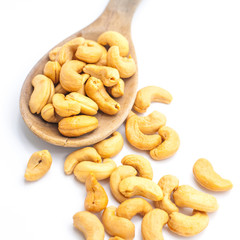 Cashew nuts isolated on white background