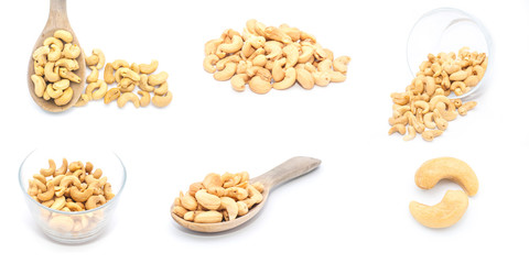 Cashew nuts isolated on white background