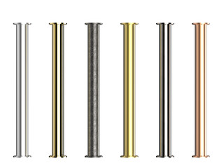 shiny metal pipes with joints isolated on white