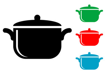 Icono plano olla varios colores