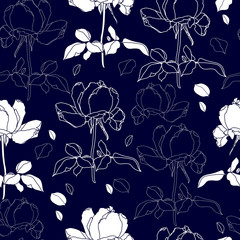 Seamless pattern with flowers. Hand drawn floral background.