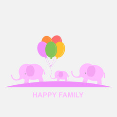 Cute Elephant Family  cartoon,  Illustration for Children