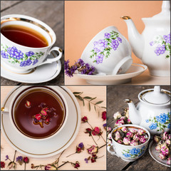 Collage of tasty tea