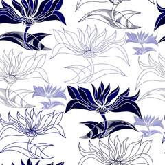 Seamless pattern with flowers. Hand drawn floral background.