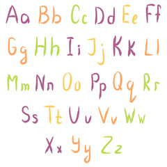 Vector hand drawn alphabet. Hand drawn letters. Hand drawn alphabet written with a brush.