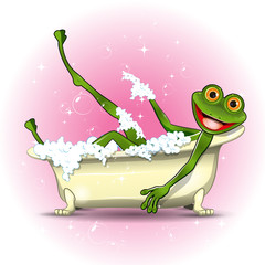 Naklejka premium Frog in a bath