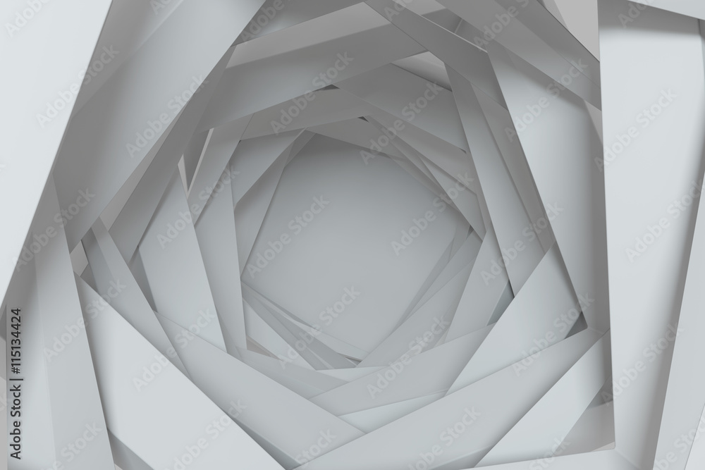 Poster 3d rendering concentric background with random rotated geometry shapes