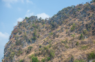Autumn landscape with mountains and clouds
