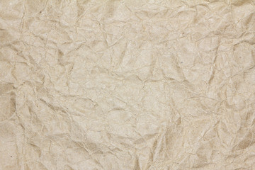Closeup brown recycled crumpled paper texture or brown recycled crumpled paper background for design with copy space for text or image.