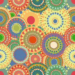 Seamless pattern spring baby with bright colorful painted circle