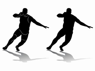 silhouette shot putter man , vector drawing
