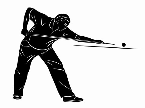silhouette snooker player. vector drawing