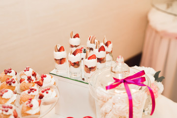 Buffet with a variety of delicious sweets, food ideas, celebration