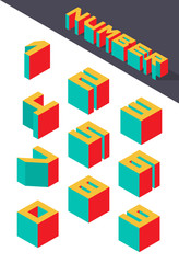 Collection of the isometric numbers. Vector illustration
