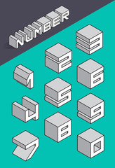 Set of the isometric numbers. Vector illustration