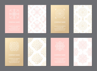 Business card illustration set. Front and back template. For romantic and wedding design, announcements, greeting cards, posters, advertisement. Illustration vector