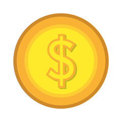 Coins in gold color flat icon design, vector illustration graphic.
