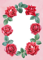 Naklejka premium Watercolor illustration of a rose flower. Perfect for greeting 