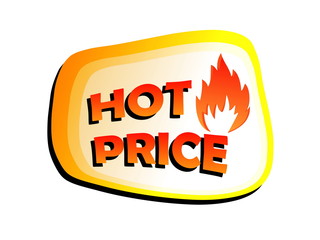 hot price with flame sign, label, vector