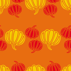 Seamless pattern with silhouette pumpkins. Vector clip art.