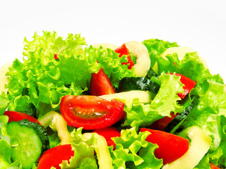 Fresh vegetable salad isolated on a white