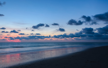Beach sunset with beautiful skyline afterglow