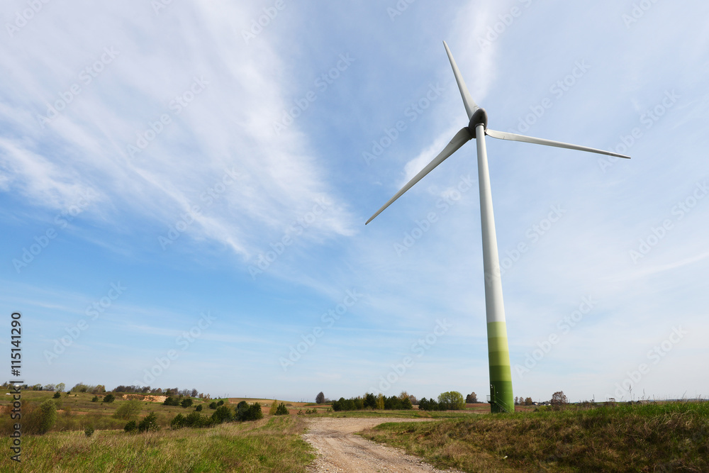 Wall mural wind turbines in fields