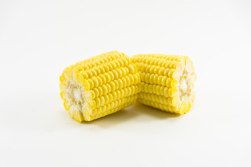 Corn slice isolated on white background.Plants with Hi-nutritional value and Hi-fiber.