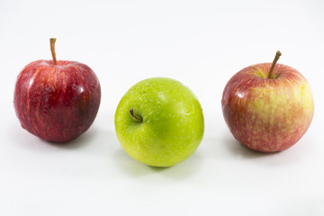 Green apple and red apple isolated on white background.Fruit for health and diet and hi-vitamin c