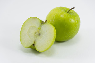 Green apple slice isolated on white background.Fruit for health and diet and hi-vitamin c