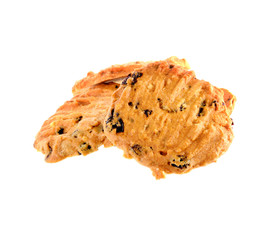 Chocolate chip cookies on white background
