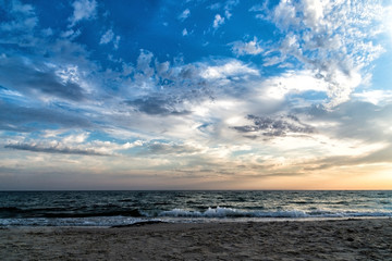 rising sun on the sea