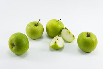 Green apple slice isolated on white background.Fruit for health and diet and hi-vitamin c