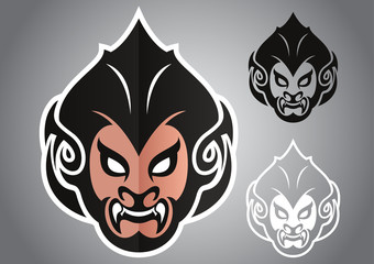 monkey head thai logo vector emblem illustration design idea creative